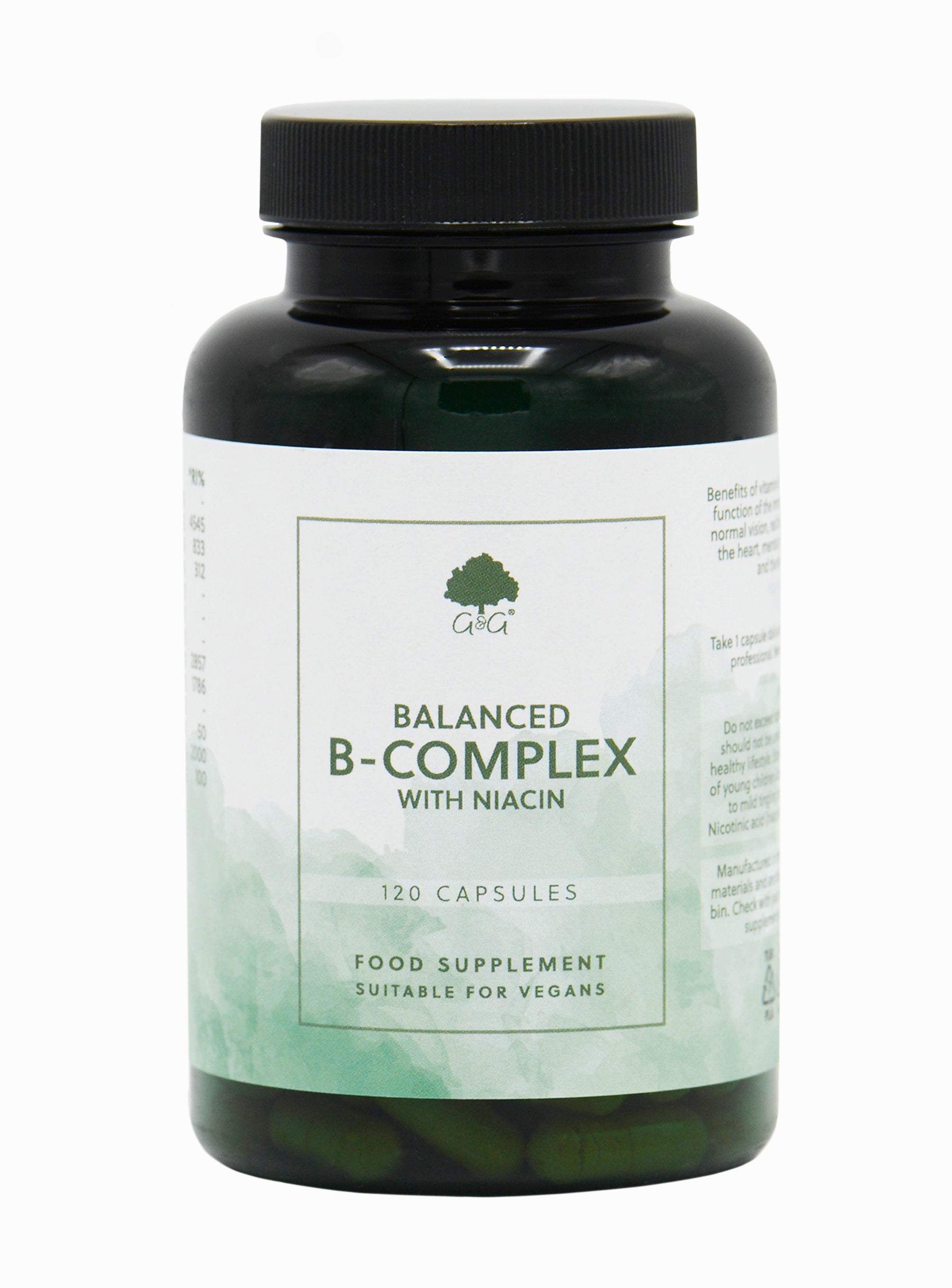 Vitamin B Complex with Niacin - 120 Vegan Capsules - G&G Vitamins USA Vitamin B Complex with Niacin - 120 Vegan Capsules - G&G Vitamins USA